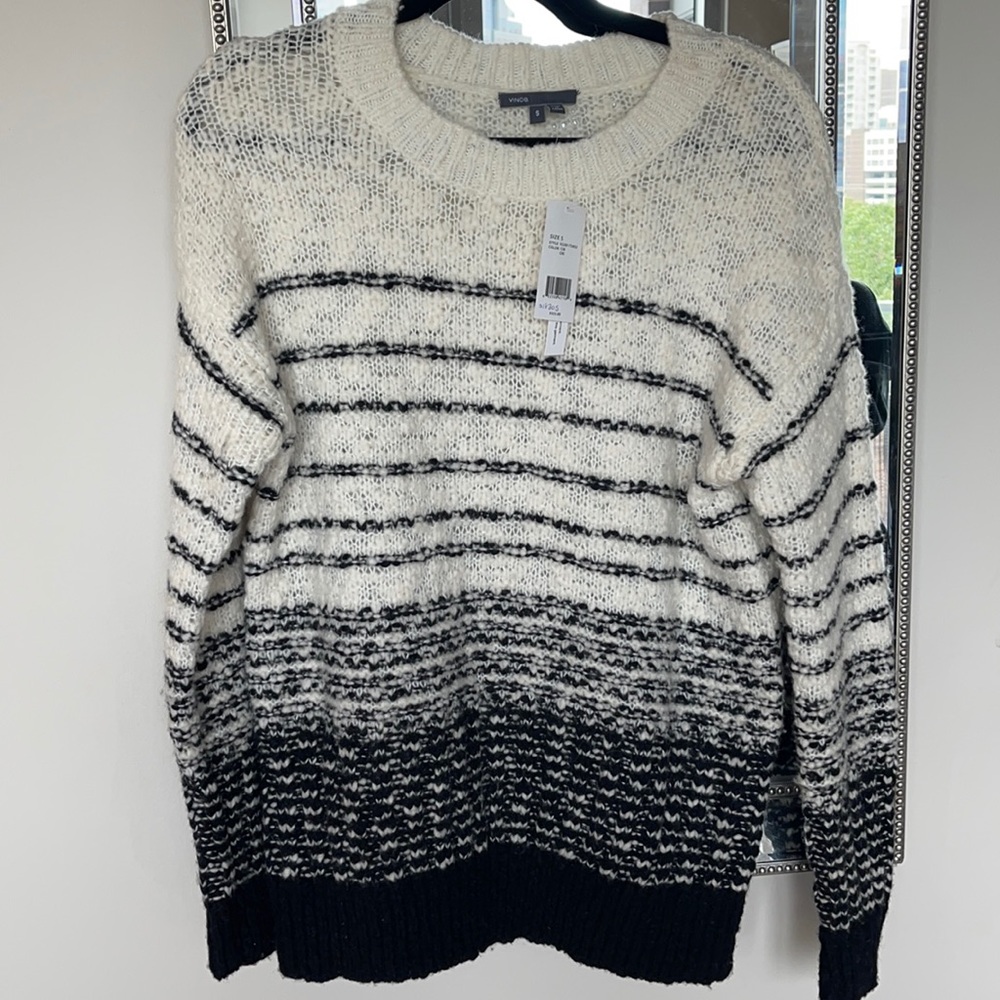 Vince Black & Cream Wool Sweater